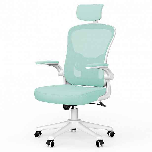 Rattantree ERGONOMICKÁ-KANCELÁŘSKÁ-ŽIDLE, nastavitelná výška, sklápěcí opěrky na ruce, hlavová opěrka – Zelená