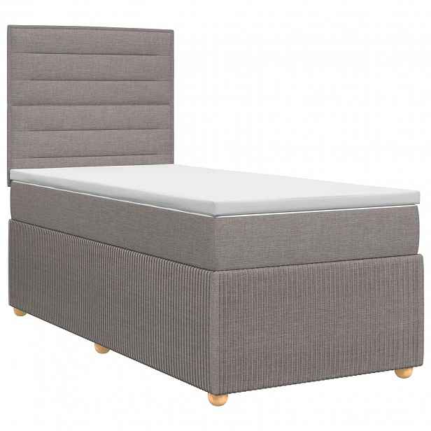 vidaXL Postel boxspring s matrací s čelo Taupe 80 x 200 cm Textil