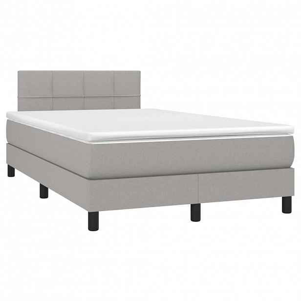 vidaXL Box spring postel s matrací světle šedá 120x190 cm textil