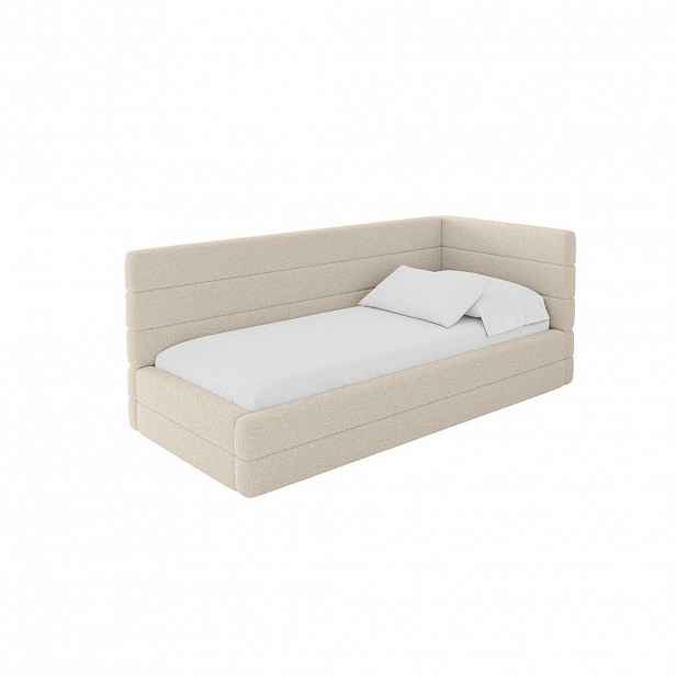 ALTDECOR JEDNOLŮŽKOVÁ POSTEL pro mládež s úložným prostorem, vlevo - BEMY 80x200 tmavě béžová