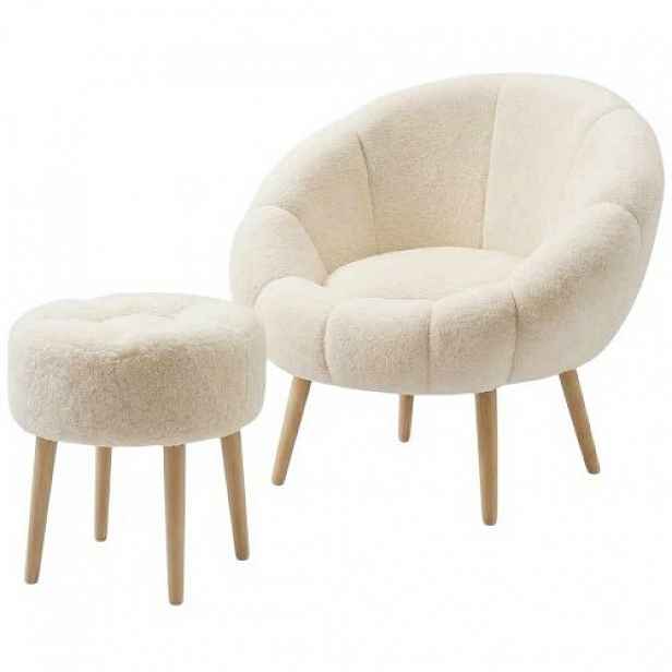 Křeslo s taburetem Chair & Pouf Cream