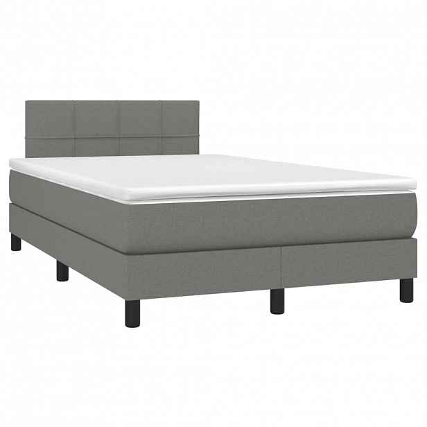 vidaXL Box spring postel s matrací tmavě šedá 120x190 cm textil