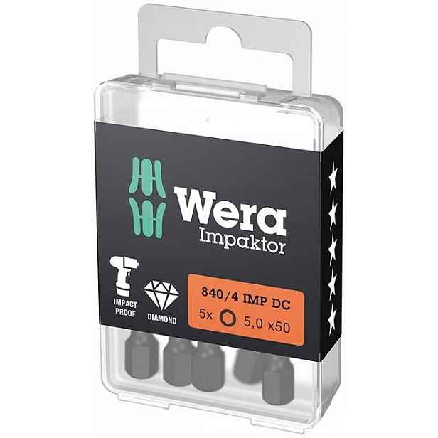Bit Impaktor 1/4" Din 3126 E63 6hranný Hex imbus 5x50mm 5ks/bal. Wera