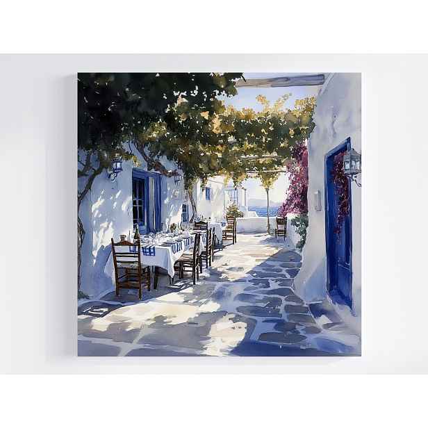 Obraz Na Plátně Canvas Středomořská Terasa Řecko Léto Akvarel 50x50