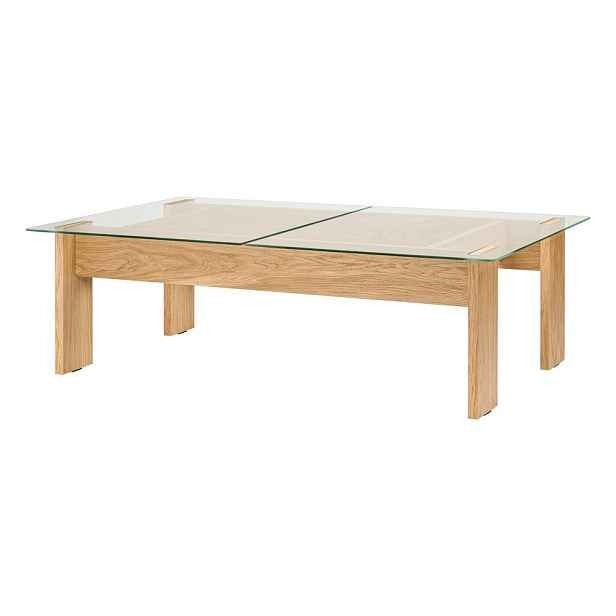 Konferenční stolek se skleněnou deskou v přírodní barvě 86x132 cm Naiko – noo.ma