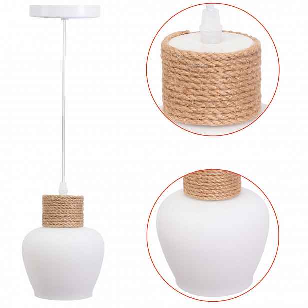Závěsná skleněná lampa Bílá Boho Samostatná lampa do obývacího pokoje Mléčná E27