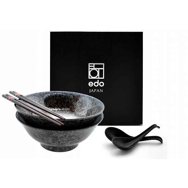 Sada 2 misek s lžícemi a paličkami Ramen Eclipse White 1100 ml Box