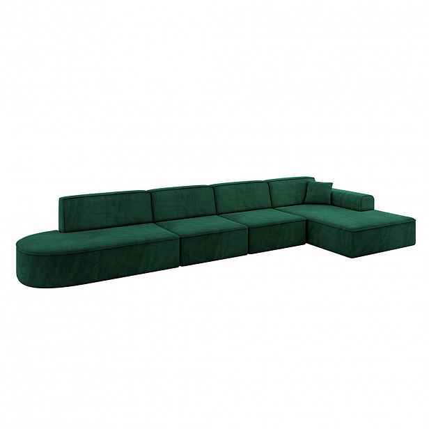 ALTDECOR ROHOVÁ SEDACÍ SOUPRAVA s otomanem vpravo IREA-L3-v3 – 412 × 165 × 77 cm, zelená