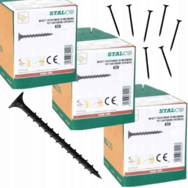 3x Fosfátované vruty do desek G-k na dřevo 4,8x100 mm 200 ks černé ksgd ks