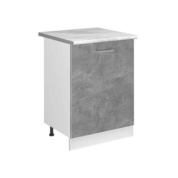 Vicco SPODNÍ SKŘÍŇKA KUCHYŇSKÉ LINKY R-Line, Beton/Bílá, 60 cm s 1 dveřmi pracovná doska Mramor