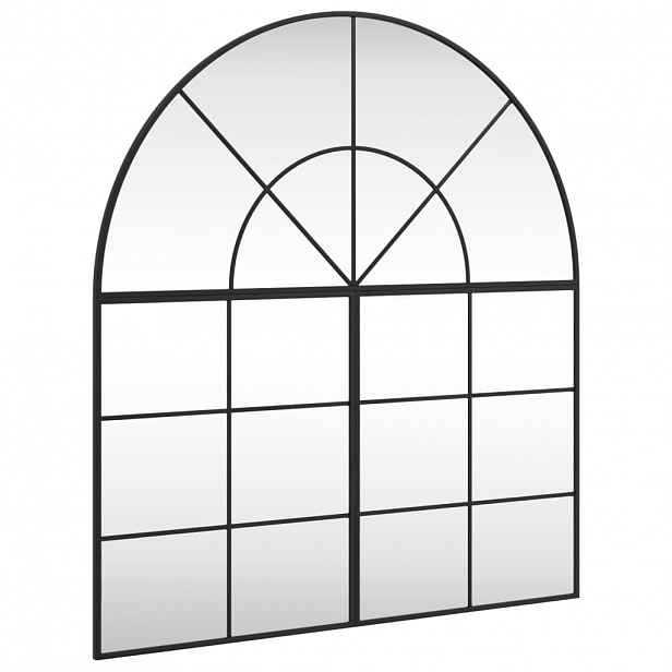 vidaXL Nástěnné zrcadlo černé 100 x 110 cm oblouk železo