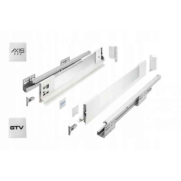 Šuplík Gtv Axis Pro Glass L500 H116 Střední Skleněná Strana 40 Kg S Tlumením Dovírání