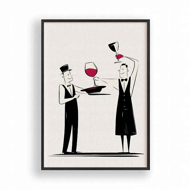 Obraz Toast s vínem Plakát Rámeček Dřevěný Černý 30x42 cm