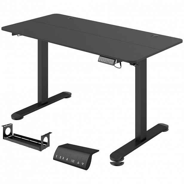 Vinsetto VÝŠKOVĚ nastavitelný stůl 140 x 70 cm Elektrický počítačový stůl s háčky
