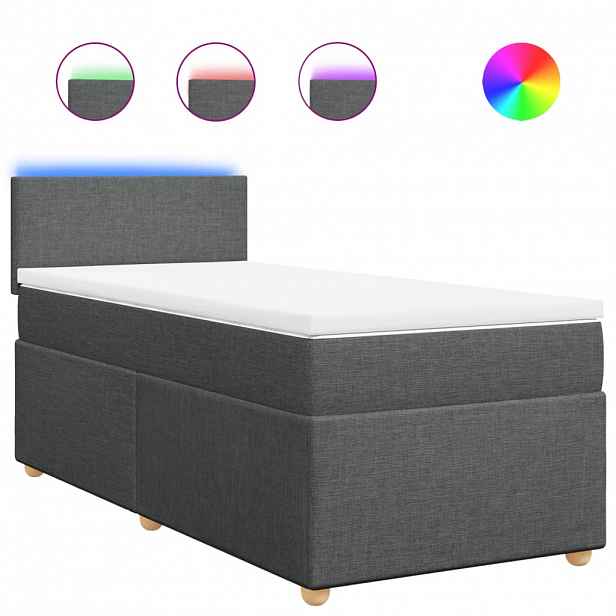 vidaXL Box spring postel s matrací tmavě šedá 100 x 200 cm textil