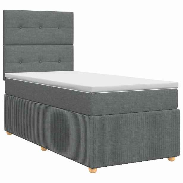 vidaXL Postel boxspring s matrací s čelo Tmavě šedá 80 x 200 cm Textil