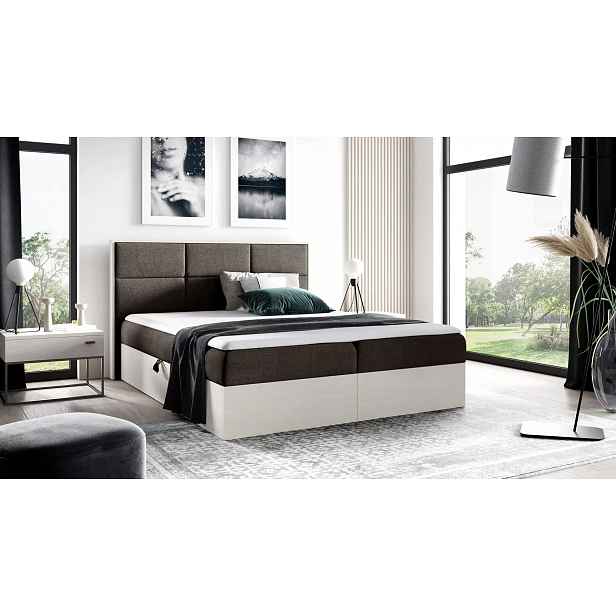 Manželská postel 200x220 CHANTELLE 2 - nordic teak / hnědá + topper ZDARMA