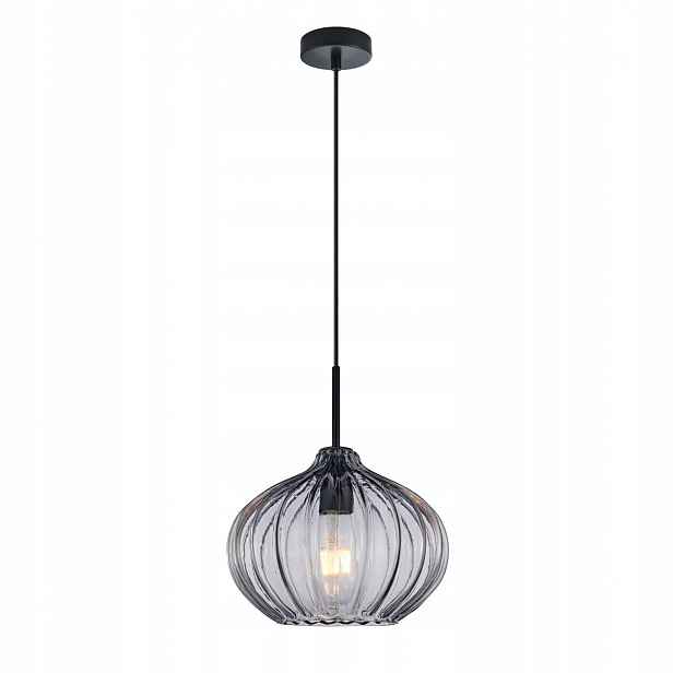 Pansol PND-2940-1S-BK-SG2 Moderní závěsná lampa s kouřovým stínidlem