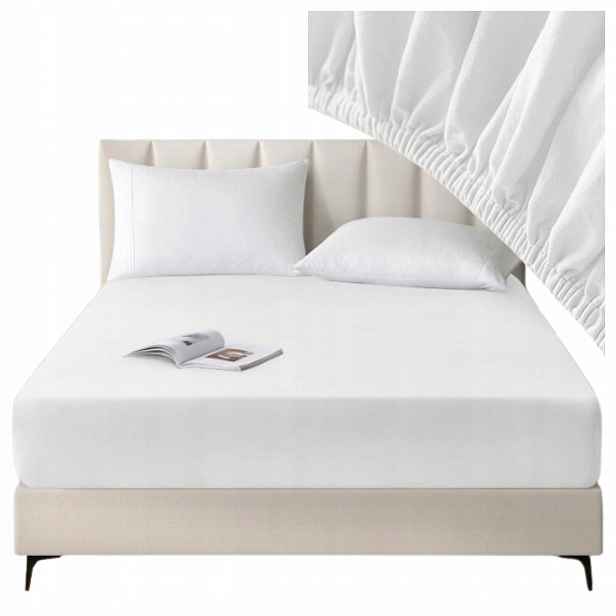 Prostěradlo s gumičkou 200x220 Hotelové Bavlna Bílé Premium Polské 25CM