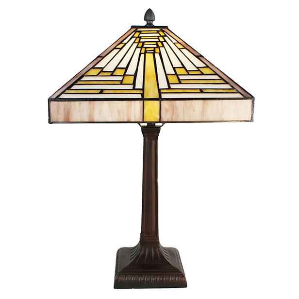 Pyramidová stolní lampa Tiffany - 31*31*48 cm E27/max 1*60W Clayre & Eef