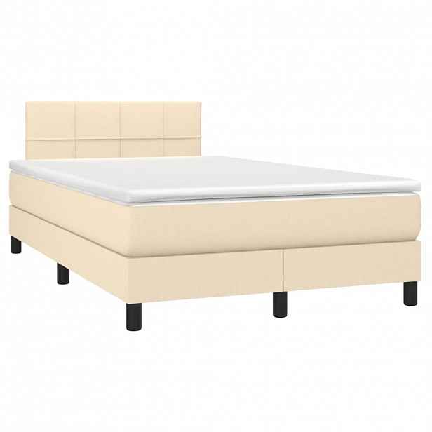 vidaXL Box spring postel s matrací krémová 120x190 cm textil