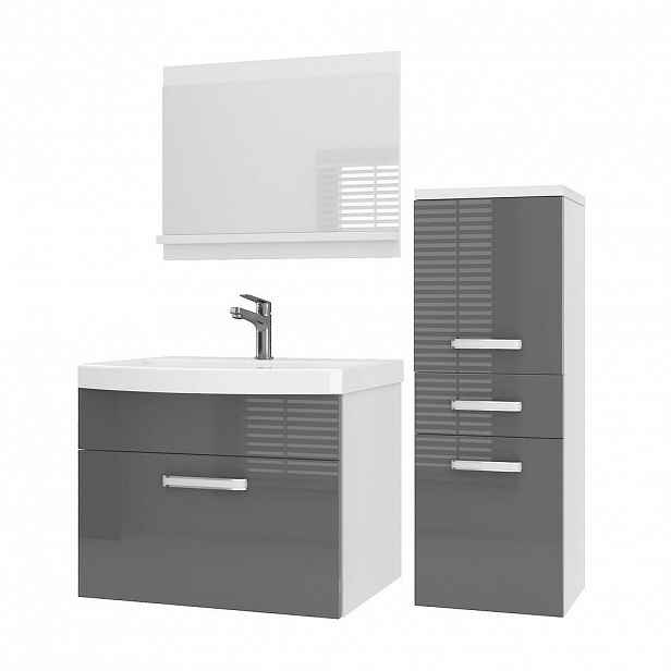 B BELINI GROUP KOUPELNOVÝ NÁBYTEK Koupelnová SADA PRI P2, Šedá lesklá, 90 cm