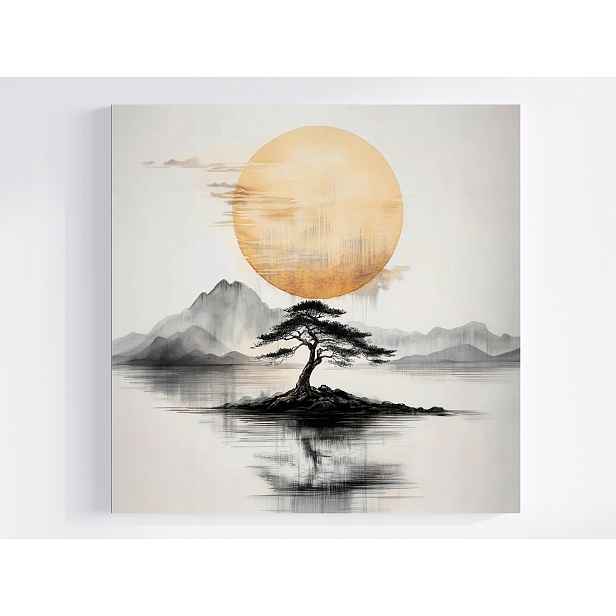 Obraz Na Plátně Canvas Japonsko Dřevo Zen Slunce Hory Ostrov Orient 50x50