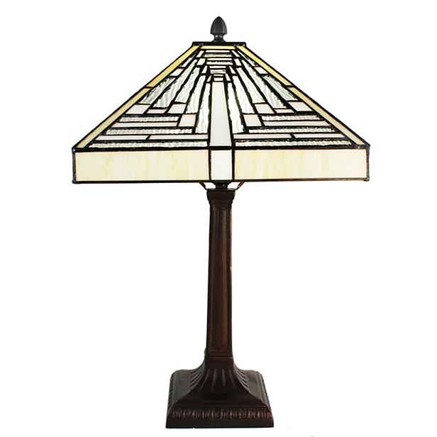 Pyramidová stolní lampa Tiffany Ova - 31*31*48 cm E27/max 1*60W Clayre & Eef