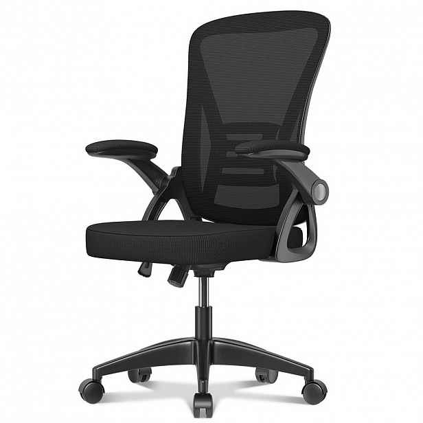 Rattantree ERGONOMICKÁ-KANCELÁŘSKÁ-ŽIDLE, středně vysoké opěradlo, sklápěcí opěrky na ruce – Černá