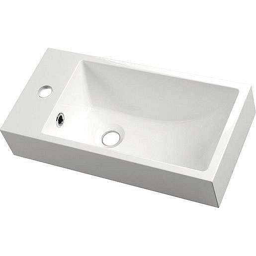 Umývátko Sapho Small 50x25 cm otvor pro baterii vlevo, s přepadem SM012