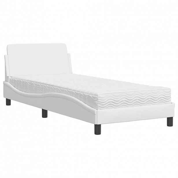 vidaXL Postel s matrací Dover bílá 90 x 200 cm umělá kůže