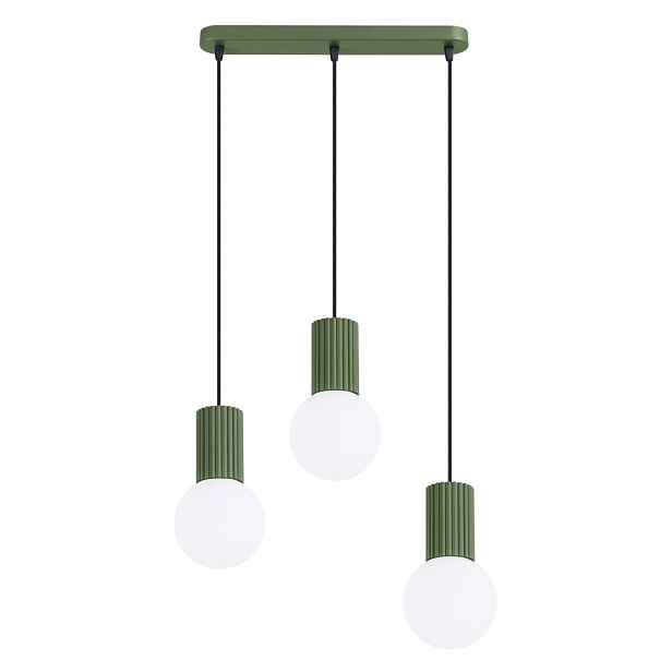Závěsná lampa Halo zelená olivová Stropní osvětlení mléčné koule Sollux