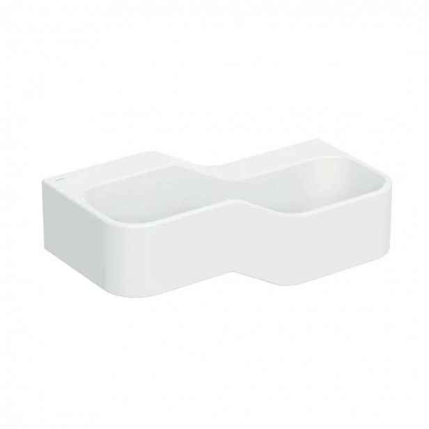 Geberit Bambini - Dvojumyvadlo pro děti, 90x39 cm, pravé, bez přepadu, bez otvoru pro baterii, alpská bílá 502.974.00.2