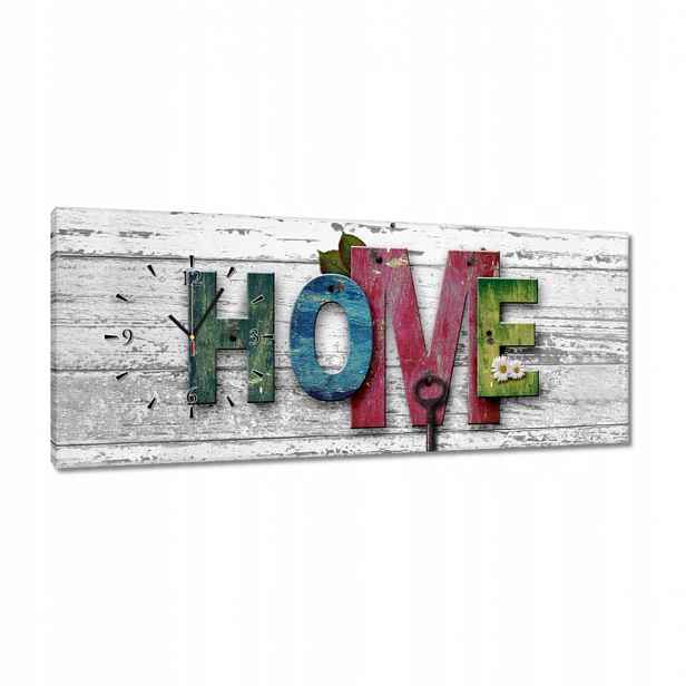 Hodiny 100x40 Barevný nápis Home