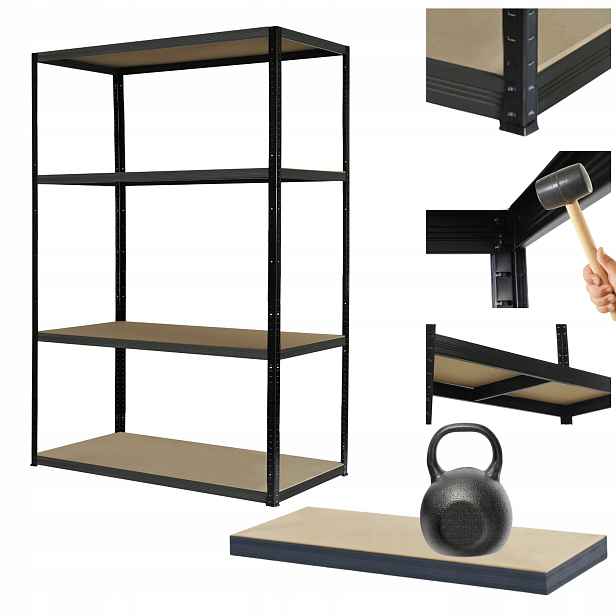 Kovový regál Black Premium garážový stojan Helios 180x100x40 cm 4Px175 kg