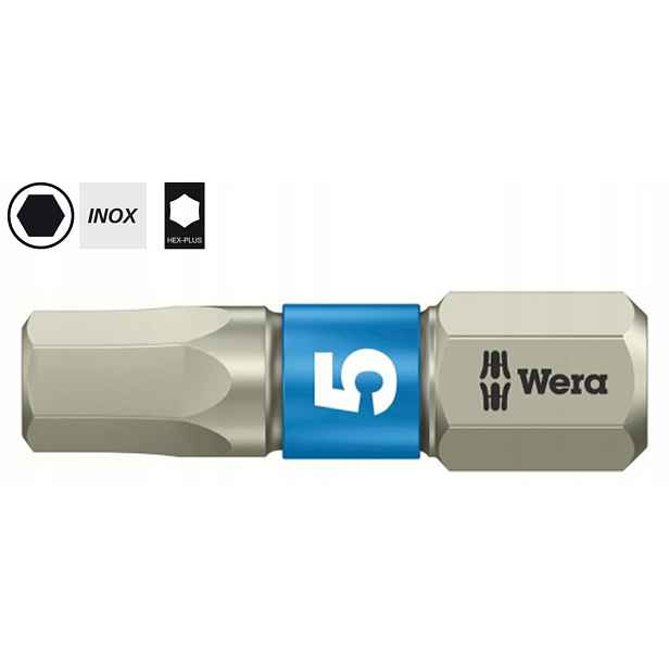 Nerezový imbusový bit 5,0 mm x 25 mm 1/4" Hex-Plus Inox 3840/1 Ts 071075 Wera