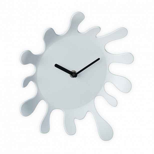 Relaxdays HODINY Bílé na stěnu plastové analogové design barevné skvrny 25 cm