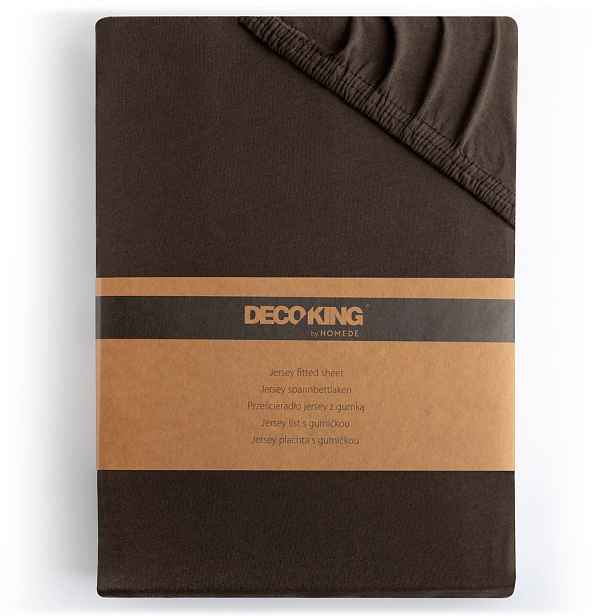 Restilo Bavlněné jersey prostěradlo s gumou DecoKing Amber čokoládové, velikost 220-240x220+30
