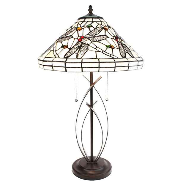 Stolní lampa Tiffany White Dragonfly - 41x69 cm E27/max 2x40W Clayre & Eef