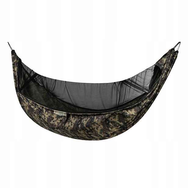 Ultralehká houpací síť TigerWood Vážka V2 Long Pocket Camo s moskytiérou