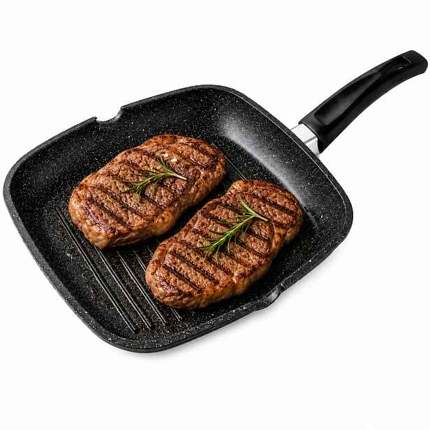 Grilovací pánev na indukci 28 cm, čtvercová, nepřilnavá na steaky