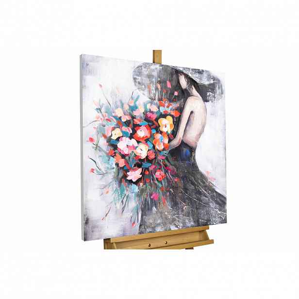 KUNSTLOFT RUČNĚ MALOVANÝ AKRYLOVÝ OBRAZ ČERNÝ/RŮŽOVÝ, 80/80 CM