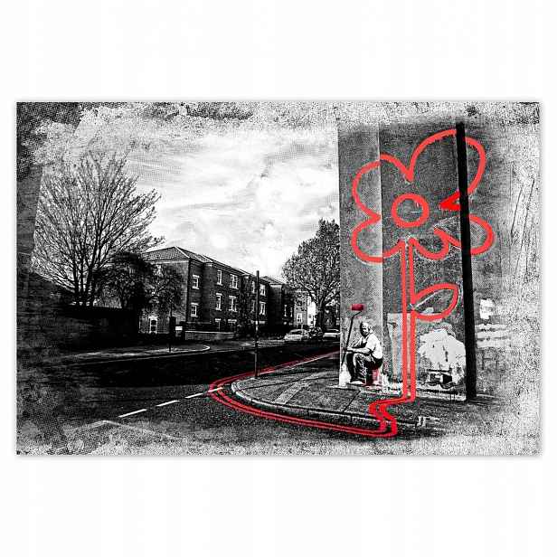 Plakáty 185x125 Banksy Červená květina