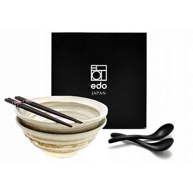 Sada 2 misek s lžícemi a paličkami Ramen Hakeme Kobik 22 cm dárková krabička