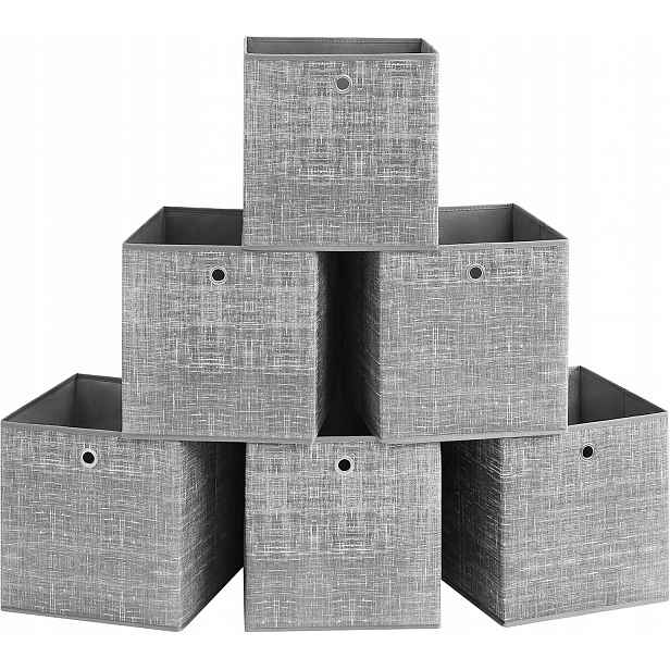 Songmics 6 úložných boxů 33x33x33 cm, šedé, skvrnité