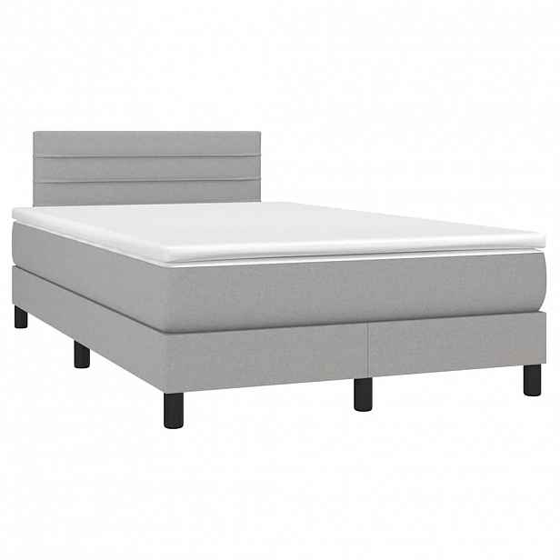 vidaXL Box spring postel s matrací světle šedá 120x190 cm textil