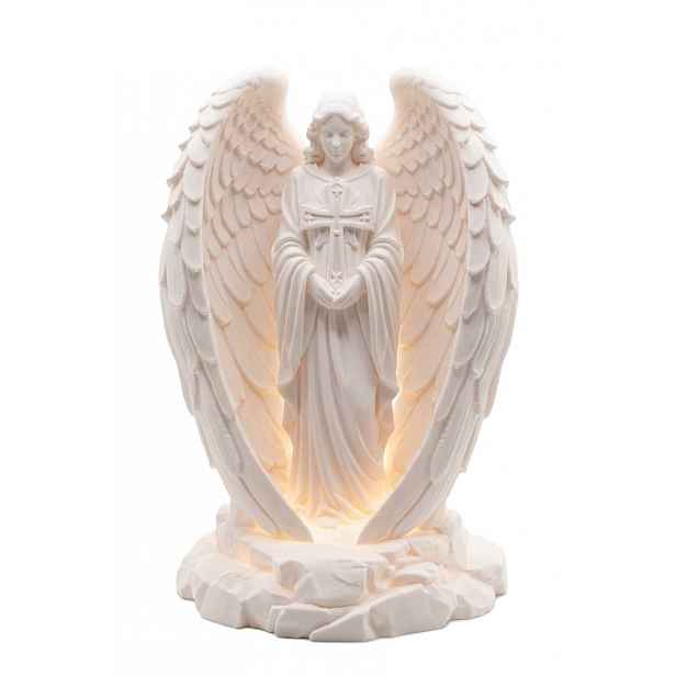 Anděl S Křídly Lampion Hřbitovní Svíčka Na Hrob Svíčka Na Baterie 20 CM Figurka