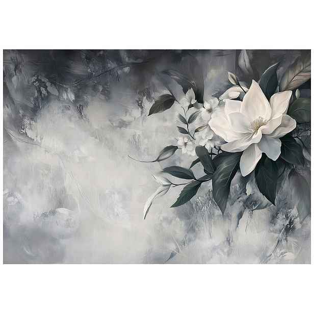 Fototapeta Šedá Bílá Magnolie Umělecká s texturou 208x146 lepidlo