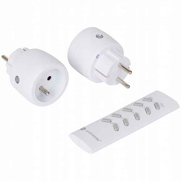 Sada: 2x Síťové Zásuvky 2300W Elektrické Dálkově Ovládané Dálkovým Ovladačem