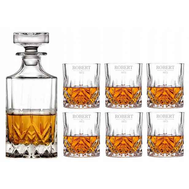 Sada Karafa a 6 sklenic na whisky s gravírováním jako Dárek Bohemia